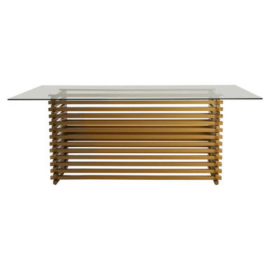 Vogue Clear Glass and Matt Gold Finish Rectangular Dining Table