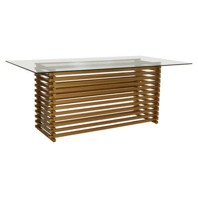 Vogue Clear Glass and Matt Gold Finish Rectangular Dining Table