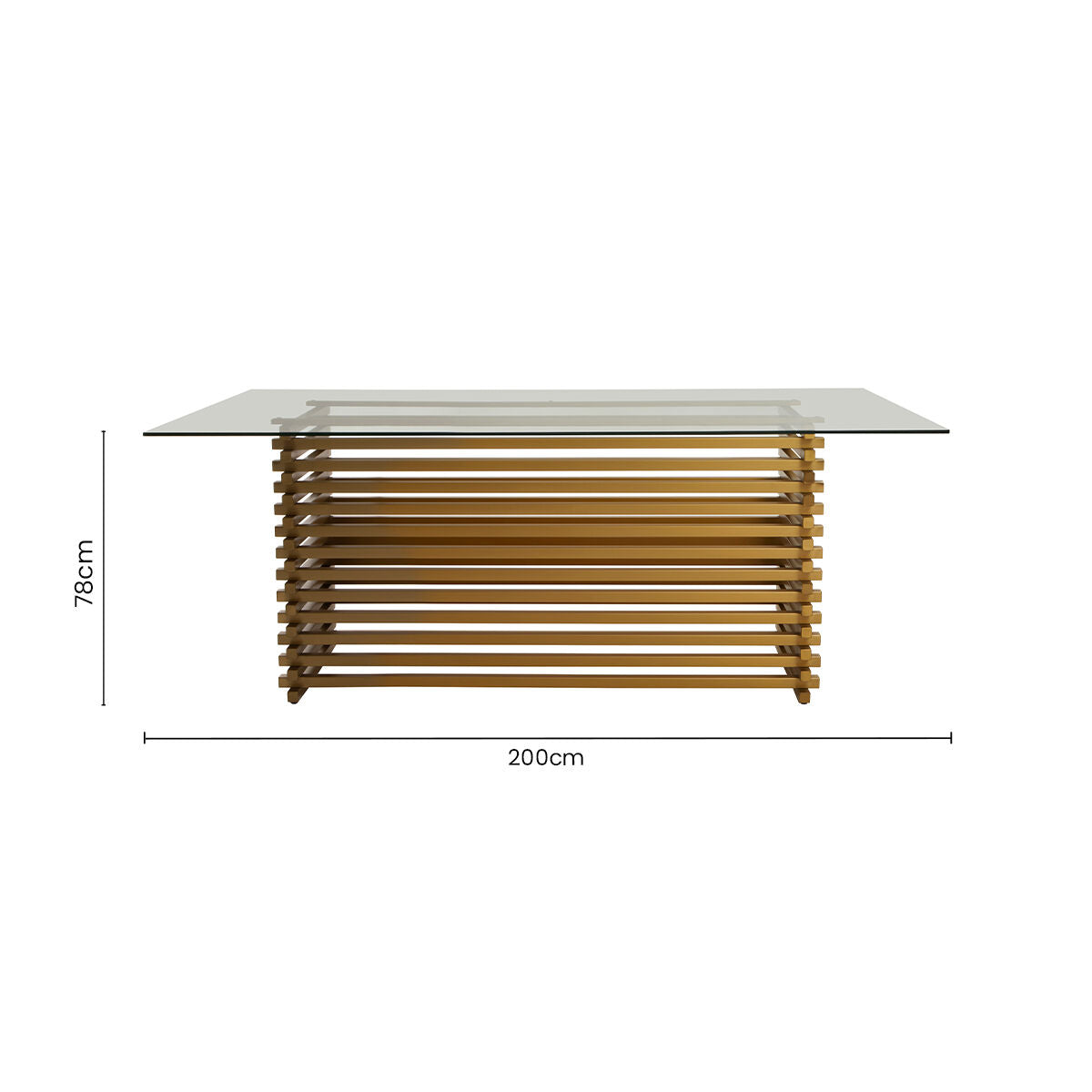 Vogue Clear Glass and Matt Gold Finish Rectangular Dining Table