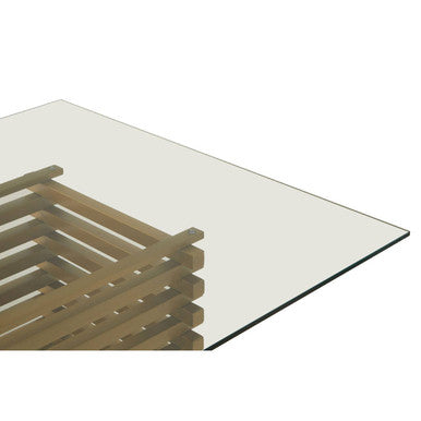 Vogue Clear Glass and Matt Gold Finish Rectangular Dining Table
