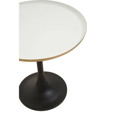 Corra White and Gold Finish Side Table with Black Base