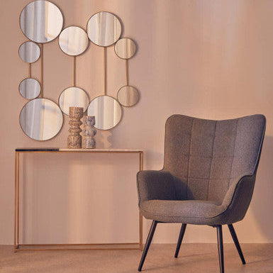 Black and White Marble Console Table with Gold and Black Metal Frame, Corra