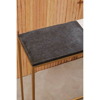 Black and White Marble Console Table with Gold and Black Metal Frame, Corra