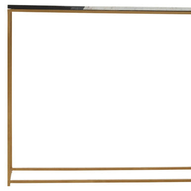 Black and White Marble Console Table with Gold and Black Metal Frame, Corra