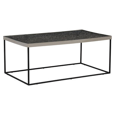 Silver Metal Rectangular Top Coffee Table with Black Interconnected Legs, Akola