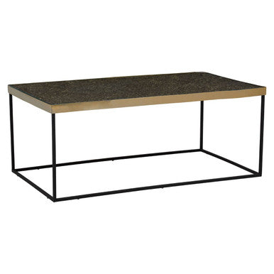 Gold Finish Coffee Table with Black Metal Interconnected Legs, Akola