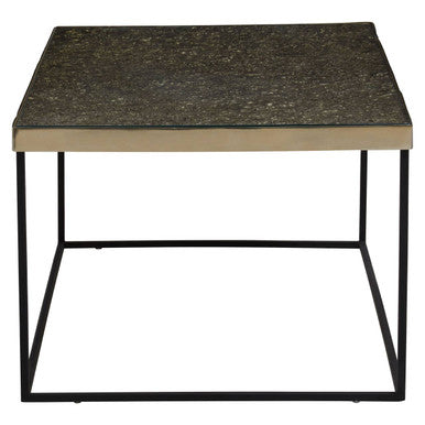 Gold Finish Coffee Table with Black Metal Interconnected Legs, Akola