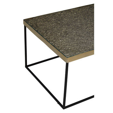 Gold Finish Coffee Table with Black Metal Interconnected Legs, Akola