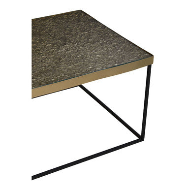 Gold Finish Coffee Table with Black Metal Interconnected Legs, Akola