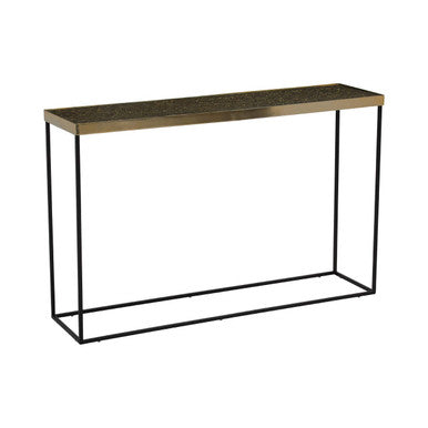 Gold Finish Console Table with Black Metal Interconnected Legs, Akola