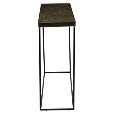 Gold Finish Console Table with Black Metal Interconnected Legs, Akola