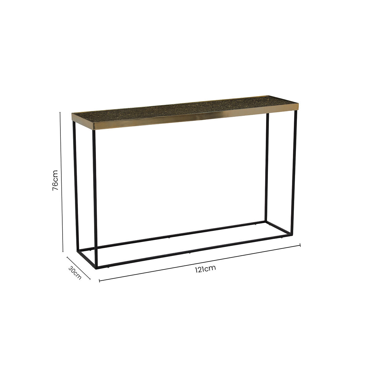 Gold Finish Console Table with Black Metal Interconnected Legs, Akola