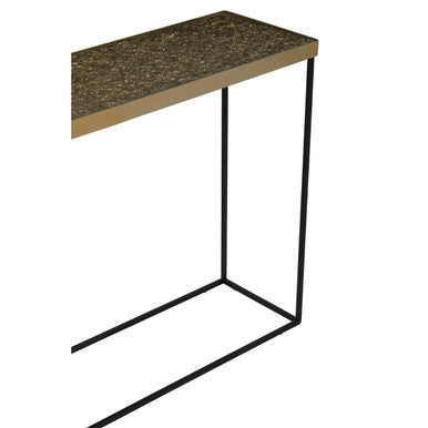 Gold Finish Console Table with Black Metal Interconnected Legs, Akola