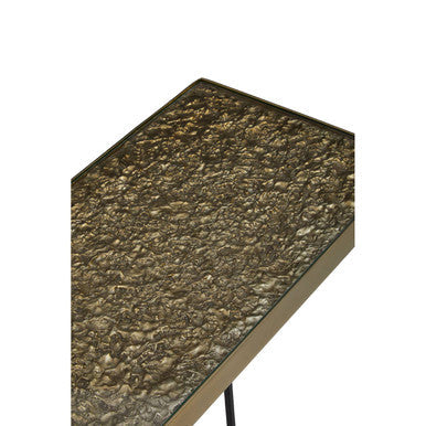 Gold Finish Console Table with Black Metal Interconnected Legs, Akola
