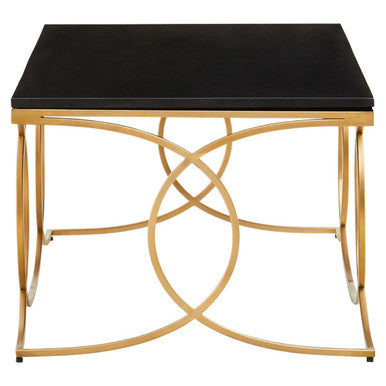 Black Marble Top Coffee Table with Gold Finish Stainless Steel Frame, Kia