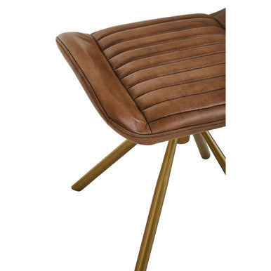 Buffalo Brown Leather Footstool