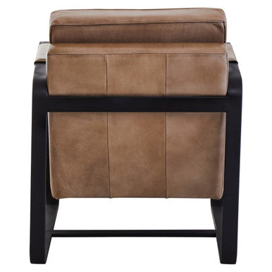 Buffalo Light Brown Leather Armchair With Black Iron Frame