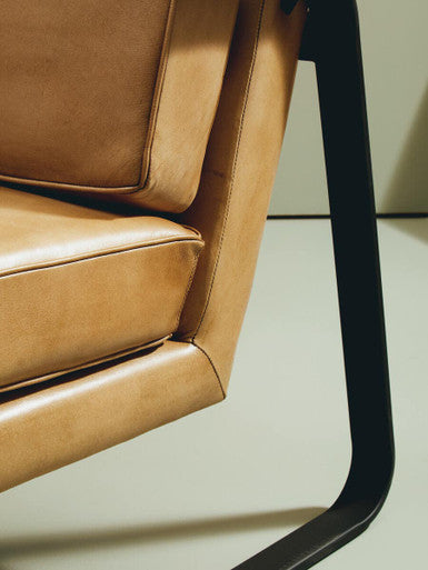 Buffalo Light Brown Leather Armchair With Black Iron Frame