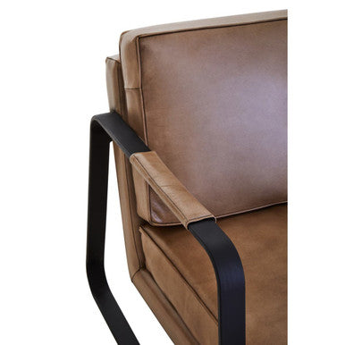 Buffalo Light Brown Leather Armchair With Black Iron Frame