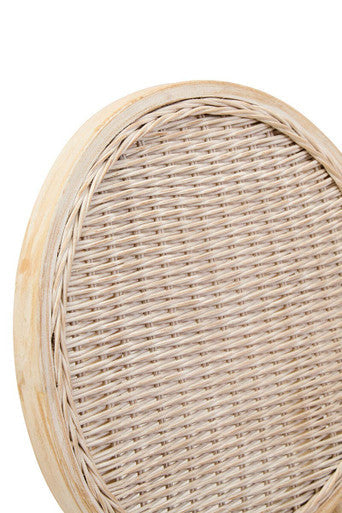 Cebu White Wash Wood and Rattan Dining Chair with Beige Seat
