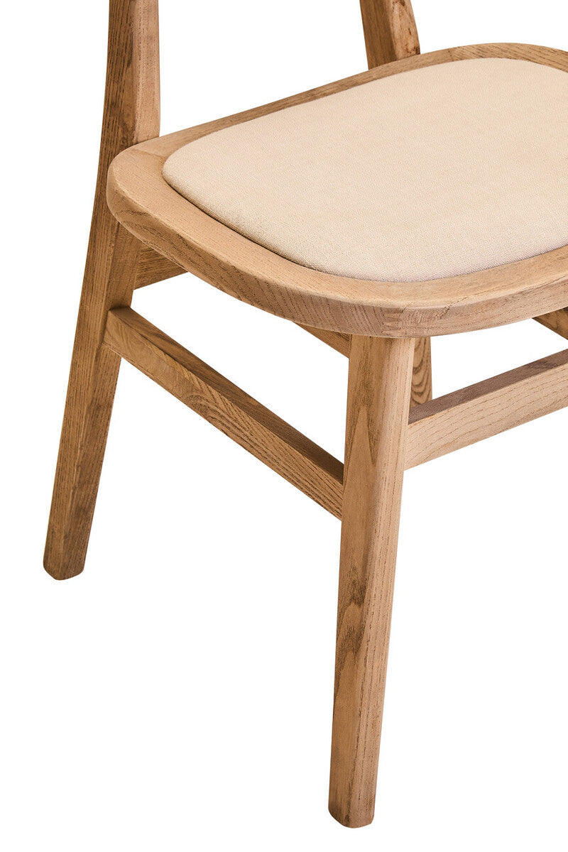 Cebu Grey Wash Wood and Rattan Dining Chair with Beige Seat