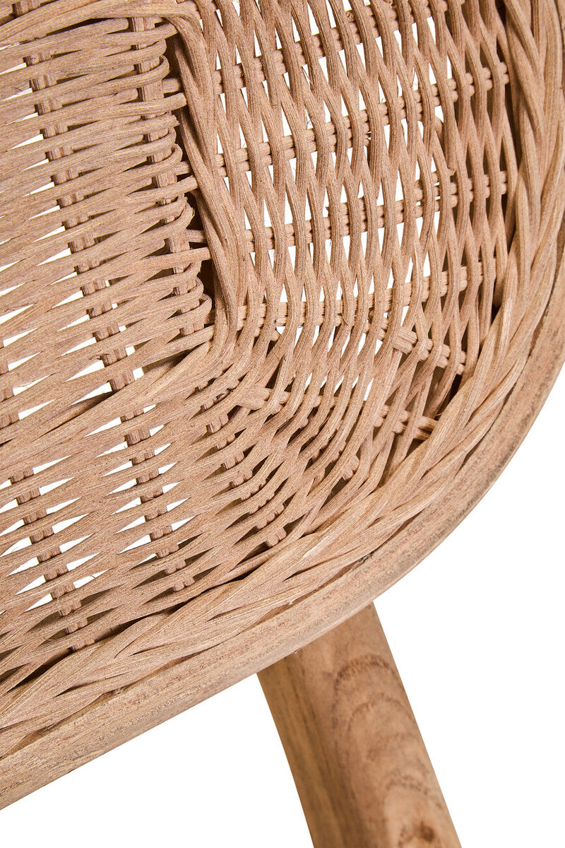 Cebu Grey Wash Wood and Rattan Dining Chair with Beige Seat