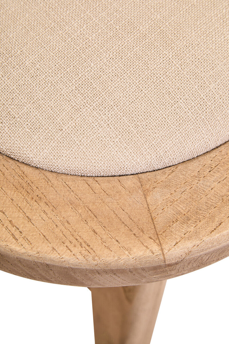 Cebu Grey Wash Wood and Rattan Dining Chair with Beige Seat