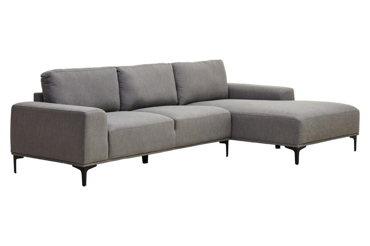 3 Seater Grey Fabric Right Chaise Sofa, Toulon