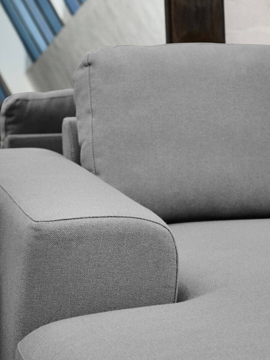 3 Seater Grey Fabric Left Chaise Sofa, Toulon