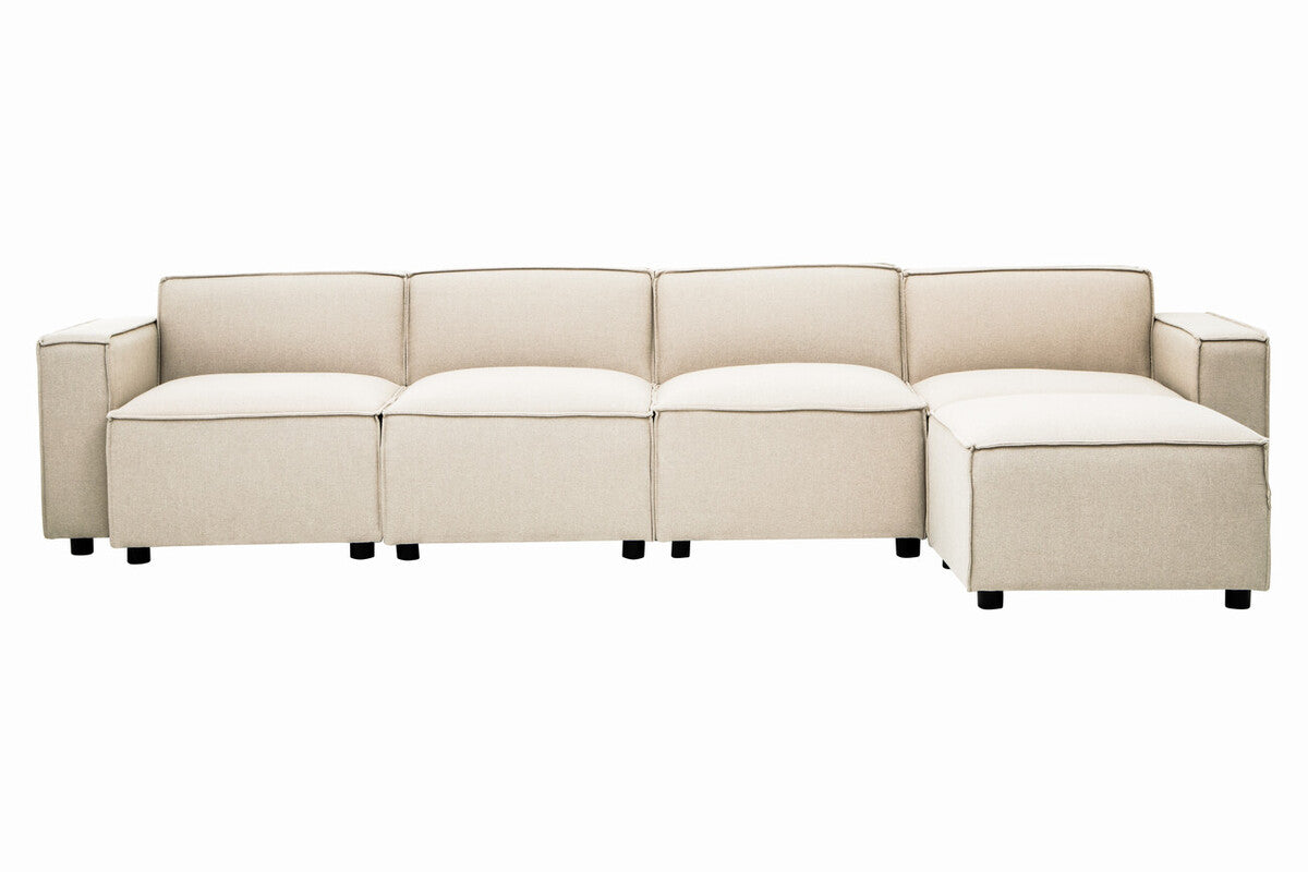 Cream Fabric Modular Ottoman, Toulouse