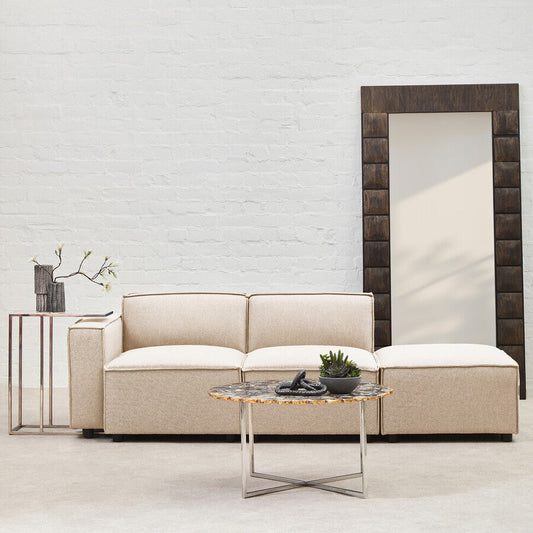 Cream Fabric Modular Ottoman, Toulouse