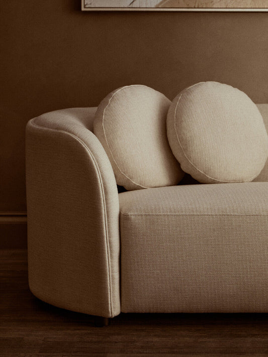 3 Seater Cream Linen Curved Sofa | Ovada