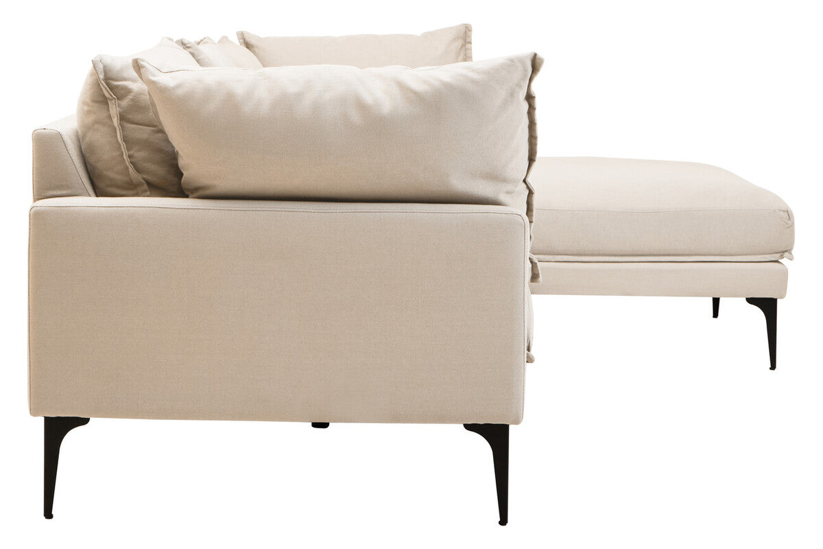 Troyes Cream Fabric 3 Seater Right Hand Chaise Sofa