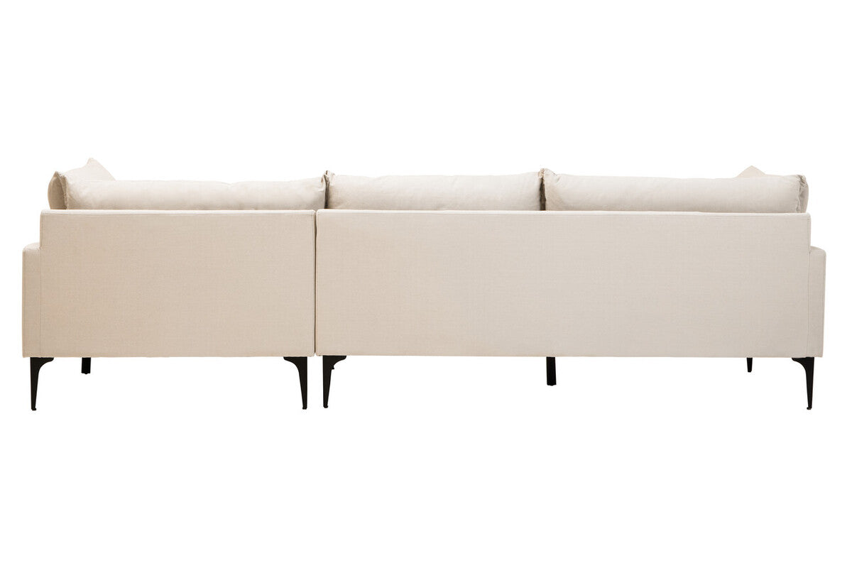 Troyes Cream Fabric 3 Seater Right Hand Chaise Sofa