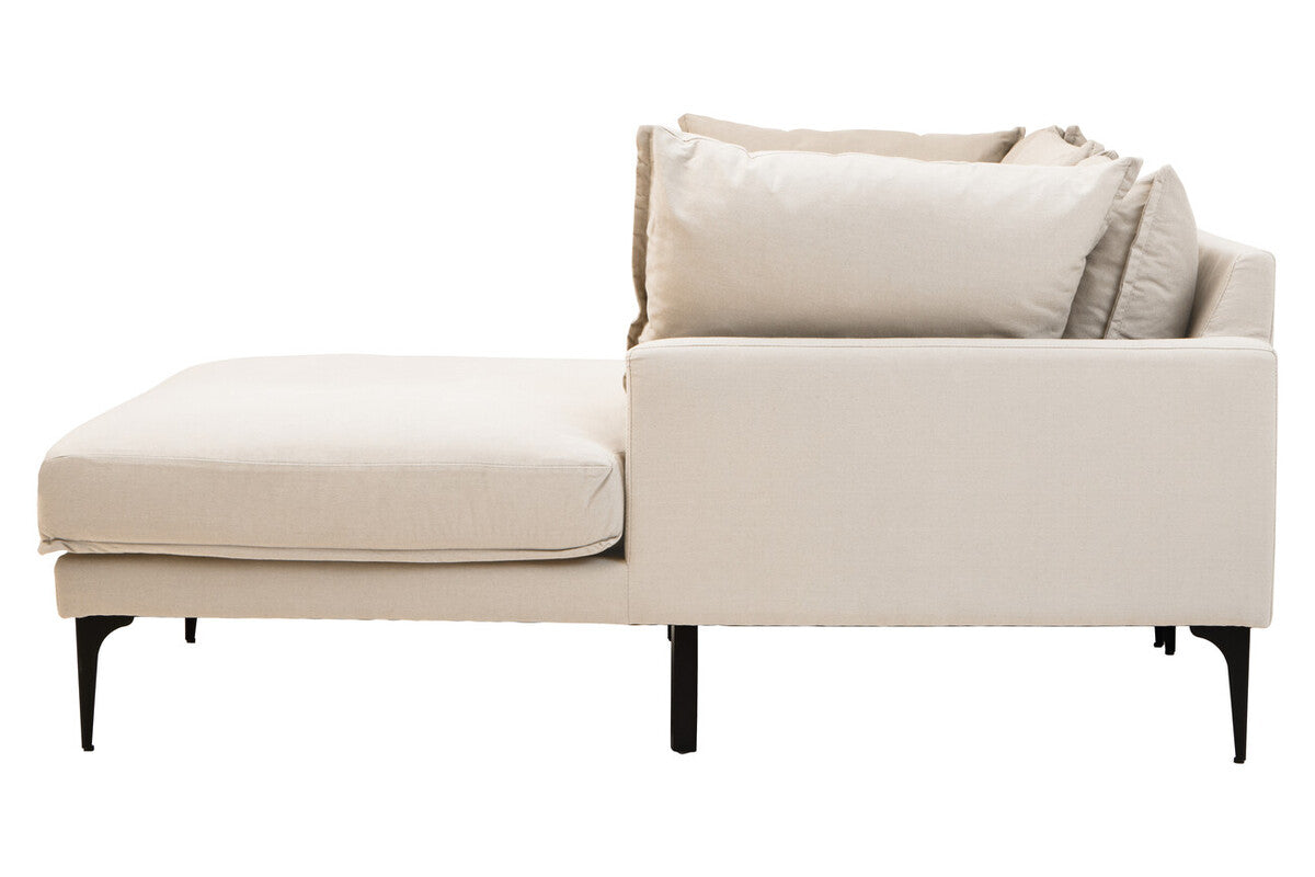 Troyes Cream Fabric 3 Seater Right Hand Chaise Sofa