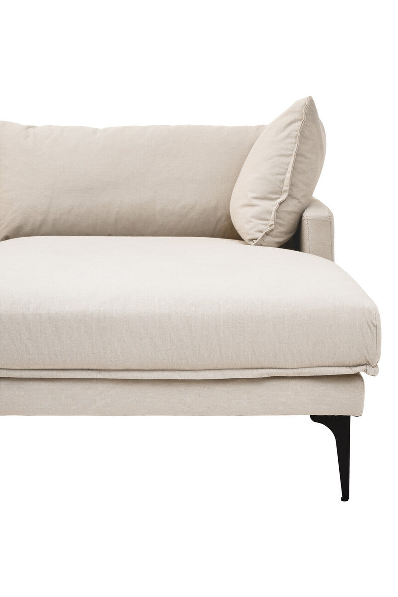 Troyes Cream Fabric 3 Seater Right Hand Chaise Sofa