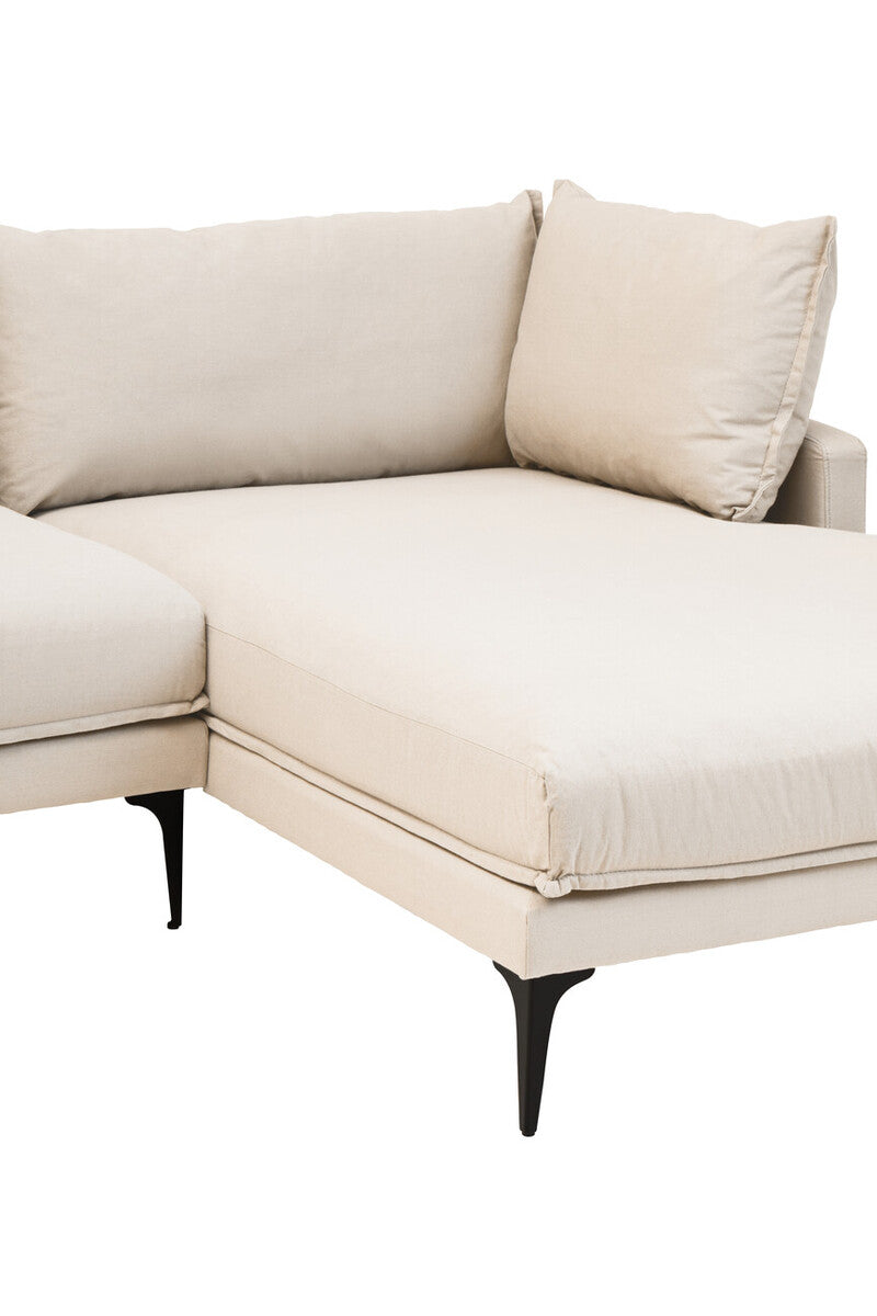 Troyes Cream Fabric 3 Seater Right Hand Chaise Sofa