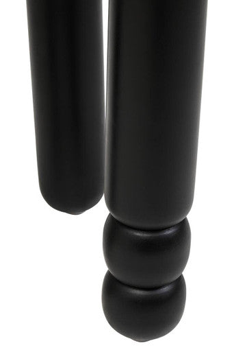 Black Mango Wood Round Side Table with Column Detail Base, Walsa