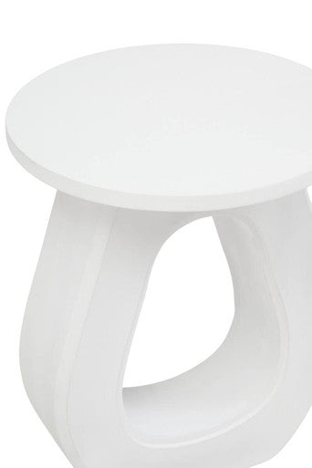Whitewash Finish Mango Wood Accent Table with Horseshoe Cutout Base, Walsa