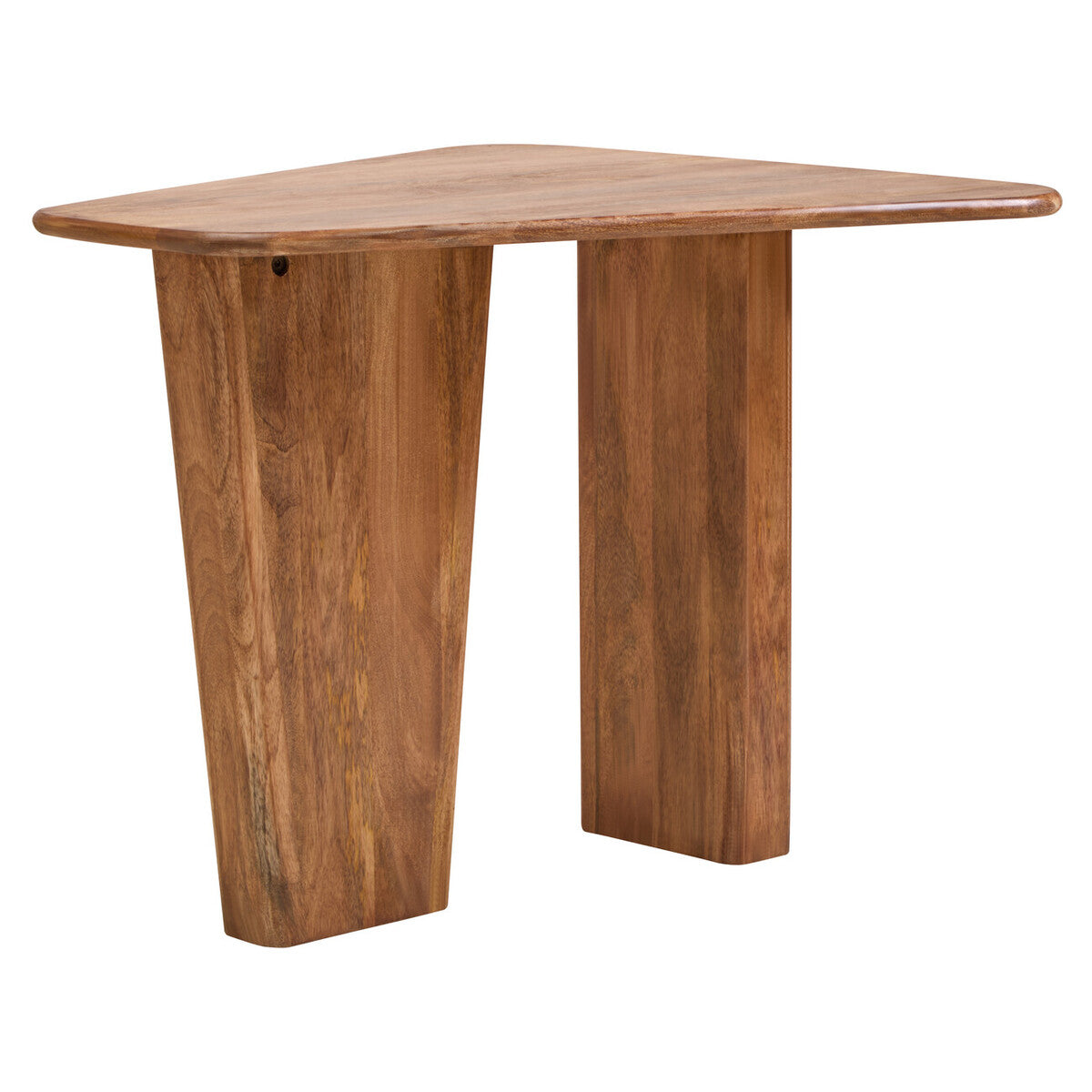 Natural Finish Mango Wood Pedestal Coffee Table with Ridged Base, Walsa