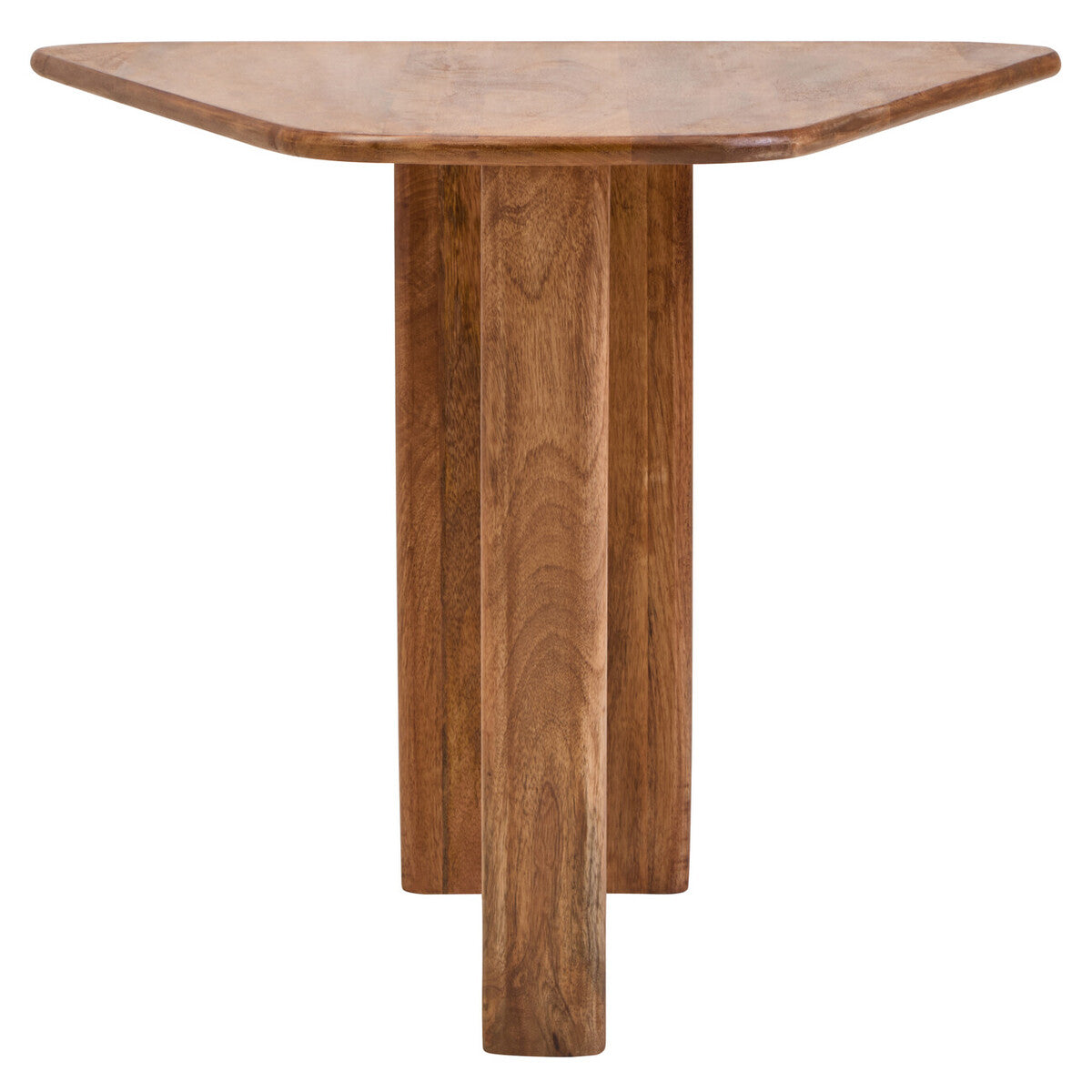 Natural Finish Mango Wood Pedestal Coffee Table with Ridged Base, Walsa