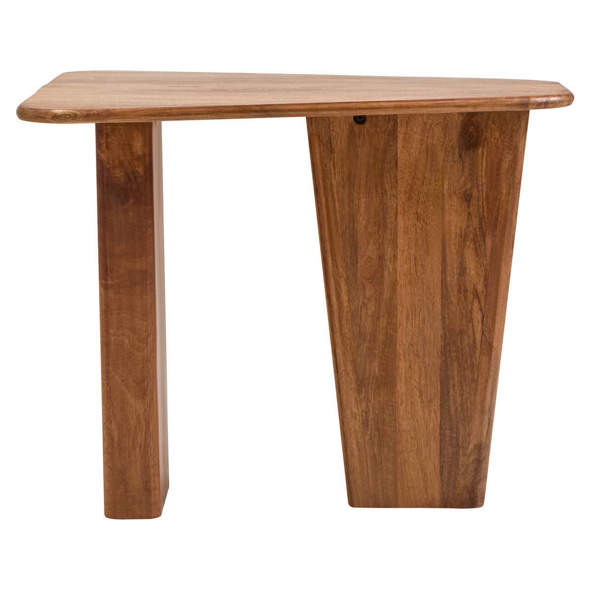 Natural Finish Mango Wood Pedestal Coffee Table with Ridged Base, Walsa