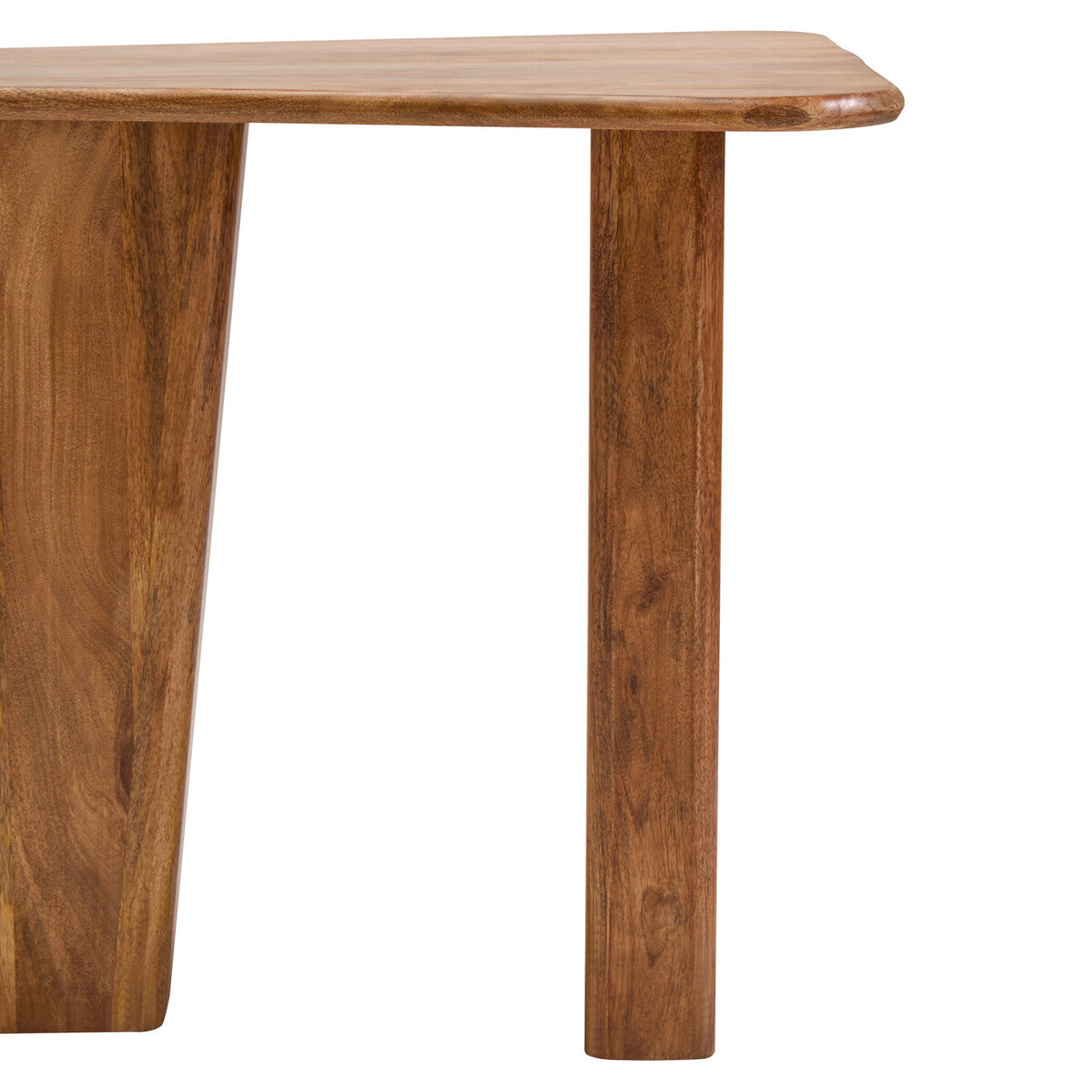 Natural Finish Mango Wood Pedestal Coffee Table with Ridged Base, Walsa