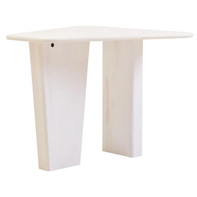 Whitewash Finish Mango Wood Pedestal Coffee Table with Ridged Base, Walsa