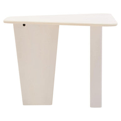 Whitewash Finish Mango Wood Pedestal Coffee Table with Ridged Base, Walsa