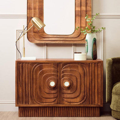 Two Door Mango Wood Carved Sideboard | Sangar