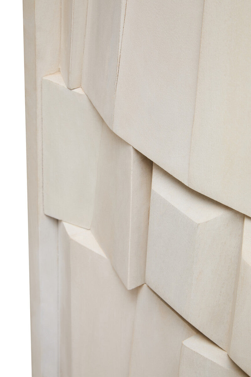 Sita Two Door Whitewash Mango Wood Abstract Cabinet