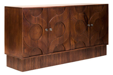Siva Natural Hammered Mango Wood 4 Door Sideboard