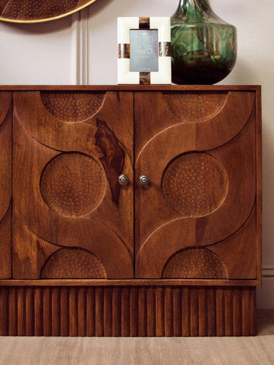 Siva Natural Hammered Mango Wood 4 Door Sideboard