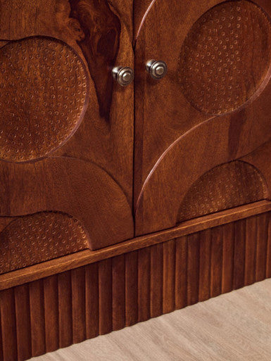 Siva Natural Hammered Mango Wood 4 Door Sideboard